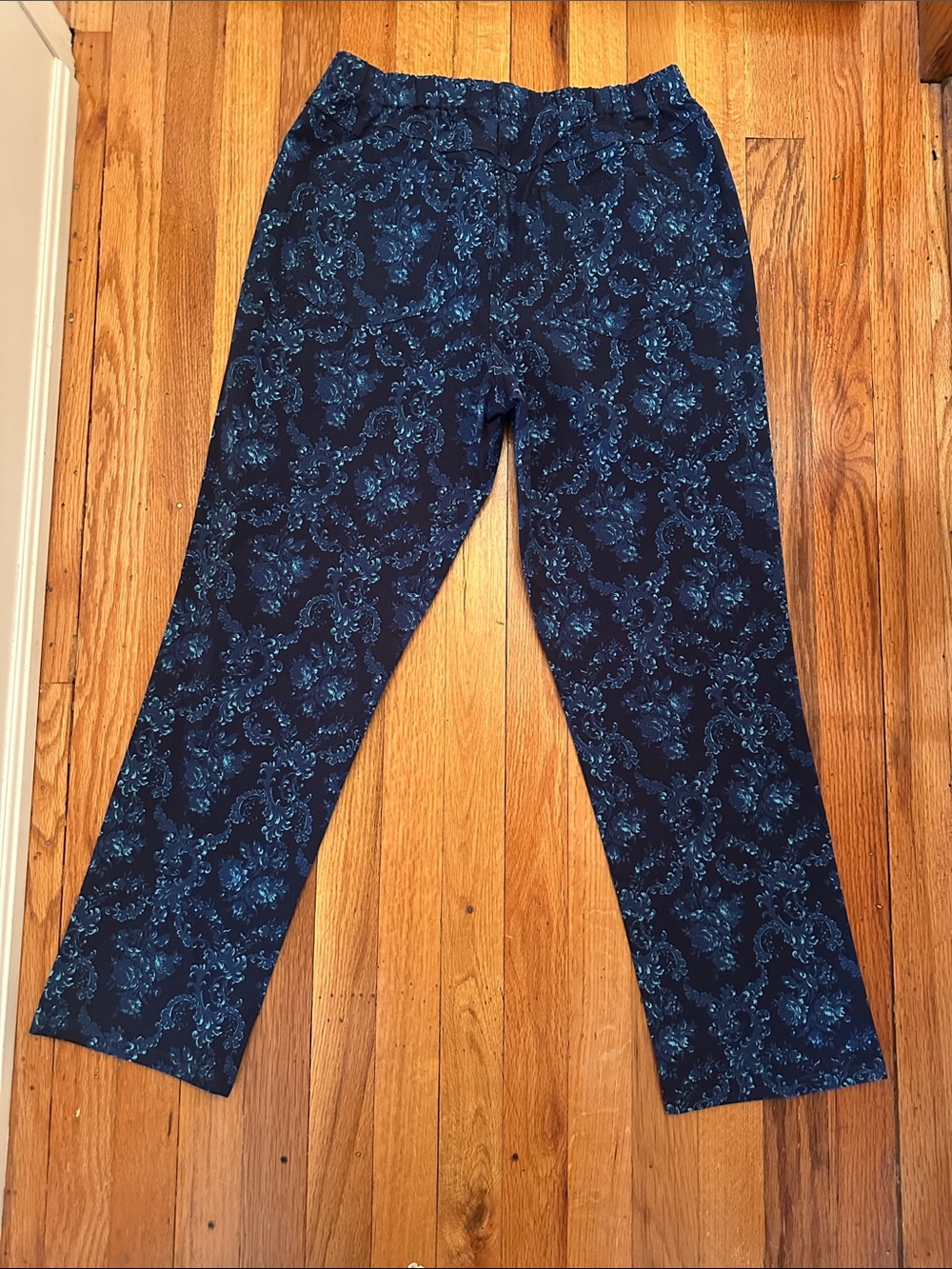 Isaac Mizrahi Navy Blue Floral-Print Chinos - Picture 6 of 9